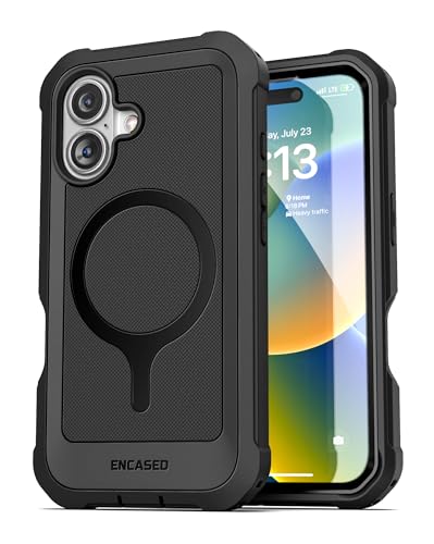 Encased Protective Case for iPhone 16 with Belt Clip (2025) Full-Body Case with Built-in Screen Protector and Phone Holster (Compatible with MagSafe) Black (for iPhone 16) - size: iPhone 16
