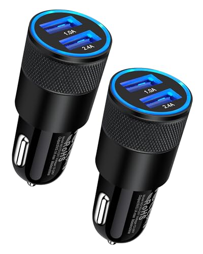 Car Charger [2Pack/3.4a] Fast Charge Dual Port USB Cargador Lighter Adapter - color: Black