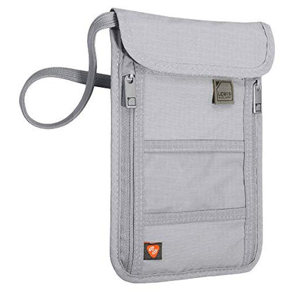 Lewis N. Clark Stash Neck Travel Wallet | RFID Blocking Passport Holder | Protect Personal Information | Gray - color: Gray