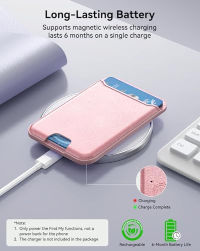 for MagSafe Wallet, Works with Apple Find My,5 Card Holder with Stand, Magnetic Phone Wallet Stand for iPhone 17/16/15/14/13/12 Pro Max Air Plus, RFID Blocking Vegan Leather,Rose Gold - color: Findmy Rose Gold