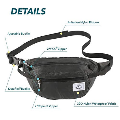 4Monster Hiking Waist Packs Portable,Water Resistant Fanny Bag with Adjustable Strap,Lightweight Crossbody Chest Bag Slim Bag - color: Grey