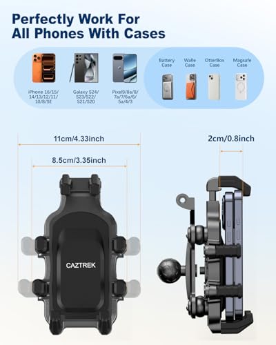 Motorcycle Phone Mount, Anti-Vibration Bike Phone Holder,secures smartphone