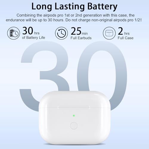 Wireless Charging Case Replacement Compatible with AirPod Pro 1st & 2nd Generation, Air Pod Pro 1 2 Charger Case with Bluetooth Pairing Sync Button,with USB-C Charging
