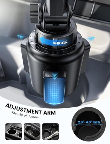 Cup Holder Phone Holder, [Easy Install] Adjustable Long Neck Cup Phone Holder for Car, [Sturdy & Durable] Universal Car Phone Holder for iPhone, Samsung, Google and All 4"-7" Smartphones - color: Black -