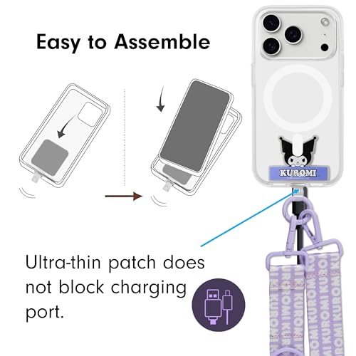 Sonix x Sanrio Crossbody Utility Phone Strap | Adjustable Lanyard Hands-Free Accessory, Universal Tether Tab Attachment - color: Kuromi