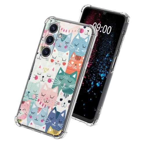 Cartoon Cats Phone Case for Samsung Galaxy S24, Clear Soft TPU Case with Shockproof Corners Slim Transparent Protective Cover for Galaxy S24 - color: Cartoon Cats, size: 6.2" Galaxy S24