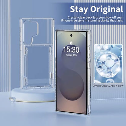 ACANDYA for Samsung Galaxy S25 Ultra Case Wallet Clear with Card Holder Protective Shockproof Anti-Scratch Anti-Yellow Heavy Duty Protection Cover for Samsung Galaxy S25 Ultra Transparent - size: for Galaxy S25 Ultra