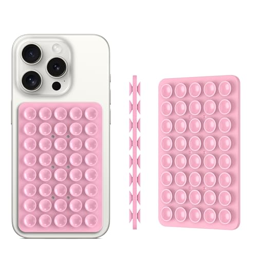 Double Sided Silicone Suction Phone Holder Mount, Silicon Accessory for iPhone and Android, Hands-Free Mirror Shower Phone Holder, TikTok Videos and Selfies (Combo E) - color: Combo E