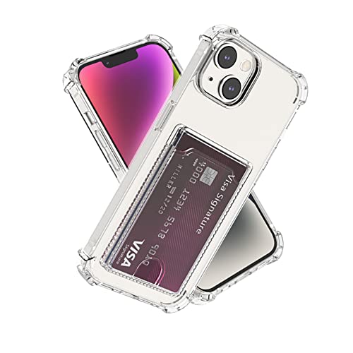 for iPhone 14 Plus Clear Card Case, Protective Shockproof TPU Slim Wallet Phone Case with Card Holder - size: iPhone 14 Plus