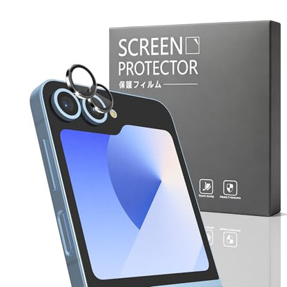 1 Pack Camera Lens Frame for Samsung Galaxy Z Flip 6, 9H Glass Screen Protector Anti-Scratch, Tempered Glass Metal Individual Camera Cover Accessories for Samsung Galaxy Z Flip 6, Black - size: for Galaxy Z Flip 6