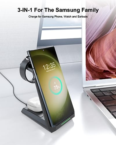Wireless Charger for Samsung - NANAMI 3 in 1 Phone and Watch Charger Stand - color: Black