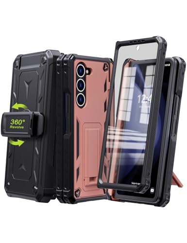 KJSK for Samsung Galaxy Z Fold 5 Case,with S Pen Holder+Belt Clip Holster+Built-in Kickstand+Hinge Protection,Heavy Duty Military Grade Drop Proof Case for Galaxy Z Fold 5(Rose Gold) - color: Rose Gold