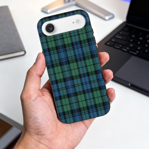 Scottish Plaid Clan Campbell Green Blue Tartan769Anti-yellowing Soft TPU Phone Case for iPhone 17, Shockproof and Scratch-Resistant Case - color: black-style-44