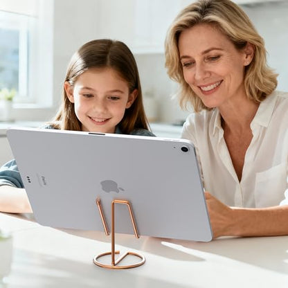Metal Cell Phone Stand for Desk, Cute One-Piece Phone Holder, Stable Desktop Display Dock for iPhone, iPad, Samsung, Tablets & All Mobile Phones, Rose Gold&Rose Gold - color: (2 PCs) Rose Gold & Rose Gold