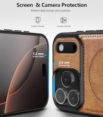 WTCASE Magnetic for iPhone 1X Leather Case,Built-in Invisible Stand [Compatible with Magsafe] Protective Slim Kickstand Phone Cover (2025) (Brown, iPhone 1R Pro Max) - color: Brown, size: iPhone 1R Pro Max