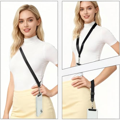 Phone Lanyard Crossbody & Neck, Adjustable Cell Phone Wrist Strap - color: Black