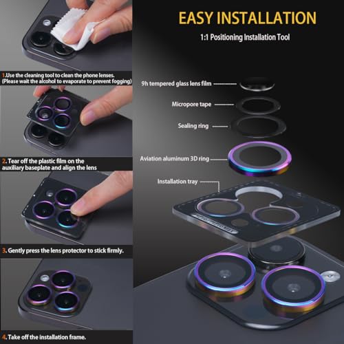 Camera Lens Protector for iPhone 16 Pro/16 Pro Max, Diamond Silver - color: Diamond Silver