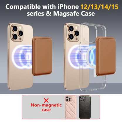 Compatible with MagSafe Wallet, Magnetic Phone Wallet 3 Cards Holder, 23 Magnets, Credit Card RFID Blocking, Slim Leather, Magnetic Wallets for iPhone 17/16/15/14/13/12 Series-Brown - color: Brown