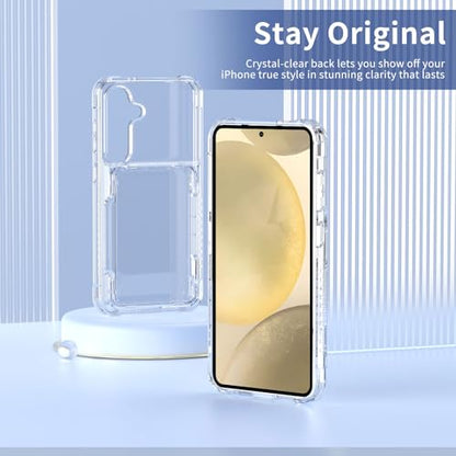 ACANDYA for Samsung Galaxy S24 Plus Case Wallet Galaxy S24+ Case Clear with Card Holder ID Card Slot Heavy Duty Protection Shockproof Anti-Scratch Cover for Women Men for Galaxy S24 Plus Transparent - size: Galaxy S24+ S24 Plus 6.7 inch