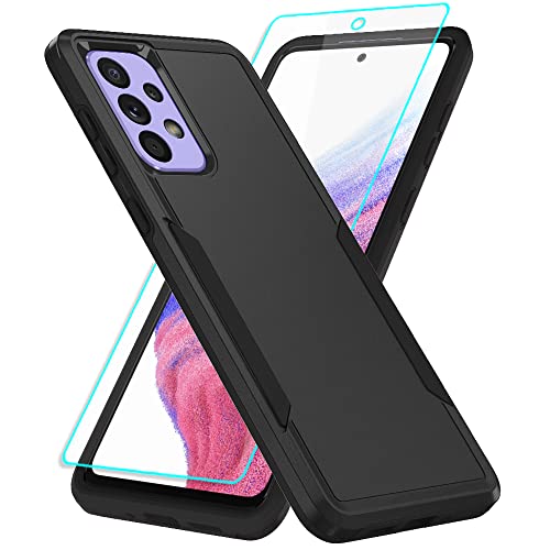 for Samsung A53 5G Case, Galaxy A53 5G Case with Screen Protector,Full Body Protection Durable Rubber Cover Phone Case for Samsung Galaxy A53 5G,Black - color: 2 Black