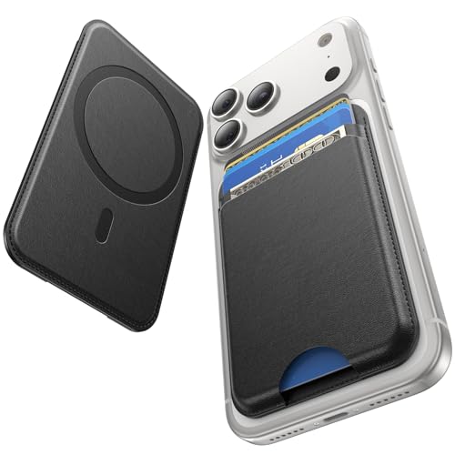 for MagSafe Wallet, 5 Card Holder, Slim Leather Magnetic Wallet for iPhone 17/16/15/14/13/12 Pro Max Plus Air Series, 1 Card Slots & 1 Cash Slot,Black - color: Black