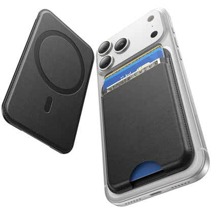 for MagSafe Wallet, 5 Card Holder, Slim Leather Magnetic Wallet for iPhone 17/16/15/14/13/12 Pro Max Plus Air Series, 1 Card Slots & 1 Cash Slot,Black - color: Black
