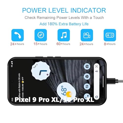 Battery Case for Google Pixel 9/10 Pro XL, 10000mAh Portable Protective Charging Case with Wireless Charging Compatible for Pixel 9/10 Pro XL (6.8 inch) Battery Pack Charger Case with Carplay (Black) - size: Google Pixel 9 Pro XL/ 10 Pro XL -10000mAh