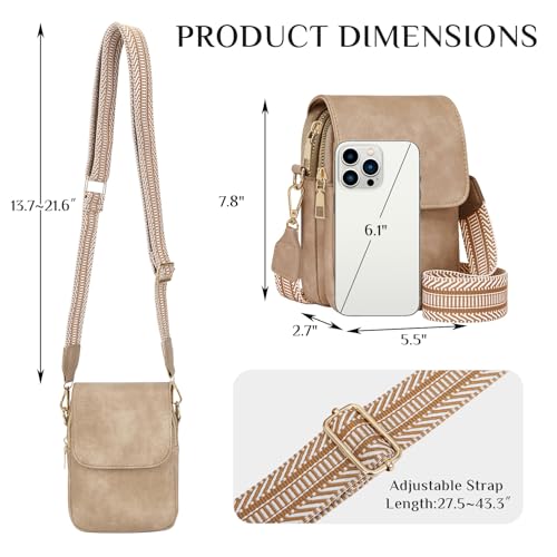 Fashion Small Crossbody Bags for Women Trendy Designer Cell Phone Purses | Adjustable Straps,with Card Holder,Detachable Wristlet Strap,small Cross Body Bag for Woman,Mini Bags,Travel Purse,Work,Gym - color: Dark Apricot