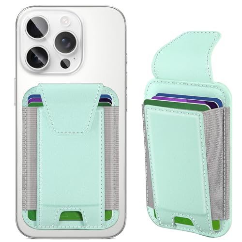 Miroddi for MagSafe Wallet with Privacy Flap, Strongest Magnetic Wallet | 7 Cards Holder, RFID Blocking, Leather Magnetic Phone Wallet for iPhone 17/16/15/14/13/12 Series and Pixel 10 Series - color: Leafy Green