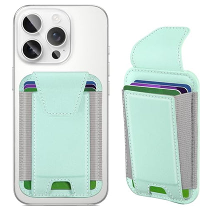 Miroddi for MagSafe Wallet with Privacy Flap, Strongest Magnetic Wallet | 7 Cards Holder, RFID Blocking, Leather Magnetic Phone Wallet for iPhone 17/16/15/14/13/12 Series and Pixel 10 Series - color: Leafy Green