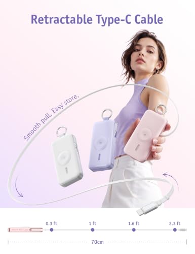 RORRY CharmGo Portable Charger 3 in 1 iPhone Power Bank for Apple 12000mAh - color: White