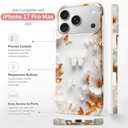 Case Compatible with iPhone 17 Pro Max, 2025 Anti-Yellow Ultra Transparent Soft TPU Phone Case, Shockproof Anti-Slip Slim Lightweight Full Coverage Protective (Flowers 2) - color: Flowers 2