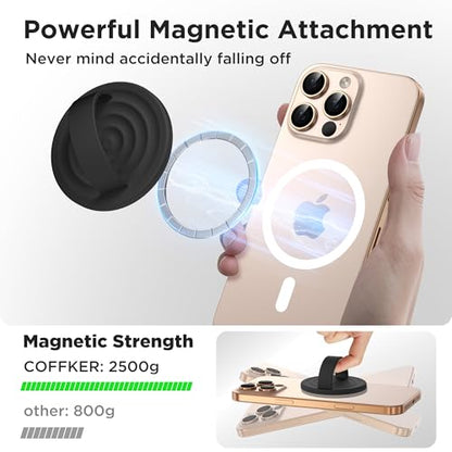 Magnetic Phone Grip for MagSafe, Silicone Ring Grip, Black - color: Black