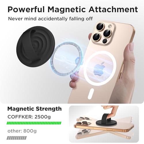 Magnetic Phone Grip for MagSafe, Silicone Ring Grip, Black - color: Black