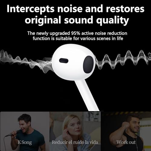 2 Packs USB C Headphones,Earphones Wired Earbuds Noise Canceling in-Ear