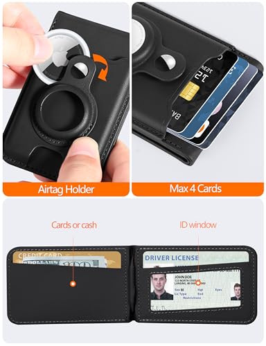 for MagSafe Wallet Stand with AirTag Holder, 6-Cards Holder, RFID Blocking