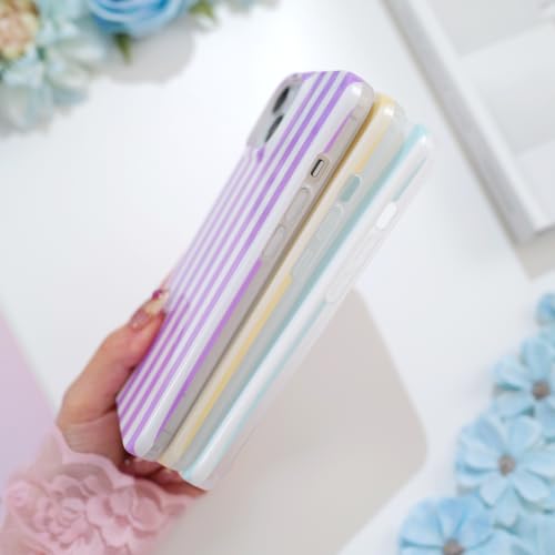 Striped case for iPhone 13/14 Blue/White | Aesthetic Striped，Full Protection Soft TPU，will not peel, fade or rub off ，Kawaii Cute Phone Case for Women Girls - color: Imd Striped Blue/White