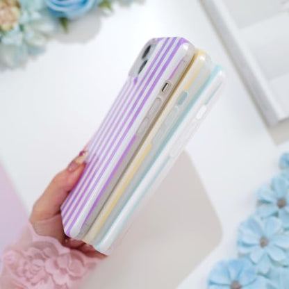 Striped case for iPhone 13/14 Blue/White | Aesthetic Striped，Full Protection Soft TPU，will not peel, fade or rub off ，Kawaii Cute Phone Case for Women Girls - color: Imd Striped Blue/White