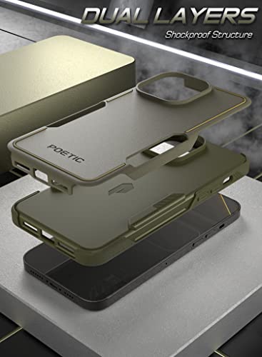 Poetic Neon Case Compatible with iPhone 14 Pro Max, Dual Layer Rugged Slim Shockproof Drop Protection, Military Green - color: Military Green, size: iPhone 14 Pro Max