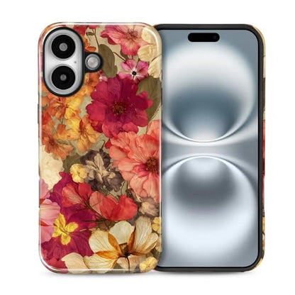 Case for iPhone 16 Plus, Shockproof Hybrid Protective Phone Case, Dual-Layer Drop Protection Anti-Scratch, Pressed Flower - color: Pressed Flower, size: iPhone 16 Plus