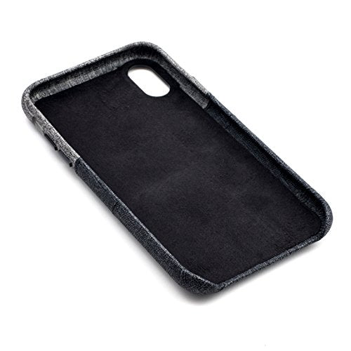 Dockem Luxe Wallet Case for iPhone X/XS: Slim Minimalist Case w/ 2 Credit Card Holder Slots: UltraGrip Canvas Style Synthetic Leather (Black and Grey) - color: Black and Grey