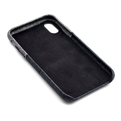 Dockem Luxe Wallet Case for iPhone X/XS: Slim Minimalist Case w/ 2 Credit Card Holder Slots: UltraGrip Canvas Style Synthetic Leather (Black and Grey) - color: Black and Grey