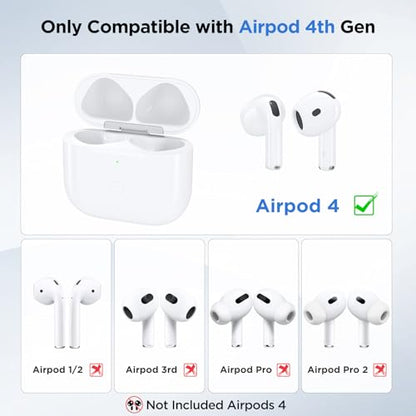 Wireless Charging Case for Airpods 4th Generation with USB-C Port, Replacement Charger Cases Compatible with AirPod 4 Gen, Air Pod 4th Type-C Charger with Pairing Sync Function (Only Case)