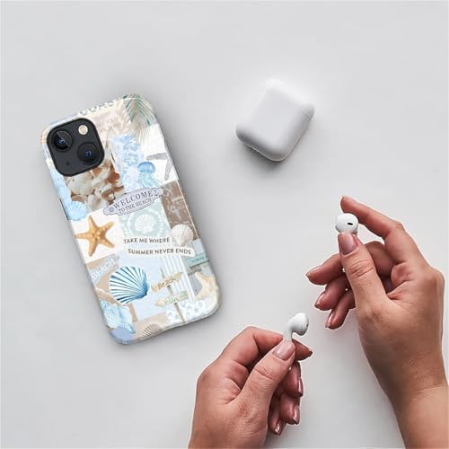 Case Compatible with iPhone 14 Plus, Cute Dual Layer Hybrid Phone Cover, Military Grade Drop Protection, Aesthetic Shockproof Phone Case for Women Girls, Boho Beach Summer Collage - color: Boho Beach Summer Collage, size: Iphone 14 Plus