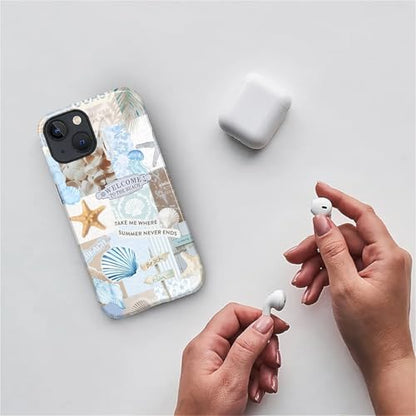 Case Compatible with iPhone 14 Plus, Cute Dual Layer Hybrid Phone Cover, Military Grade Drop Protection, Aesthetic Shockproof Phone Case for Women Girls, Boho Beach Summer Collage - color: Boho Beach Summer Collage, size: Iphone 14 Plus