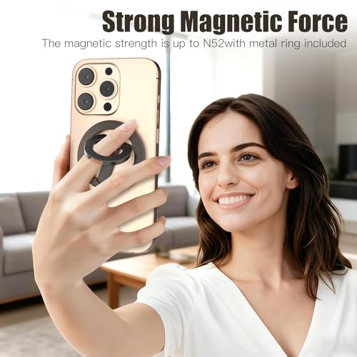 Magnetic Phone Ring Grip for MagSafe Compatible with iPhone Samsung (Grey) - color: Grey