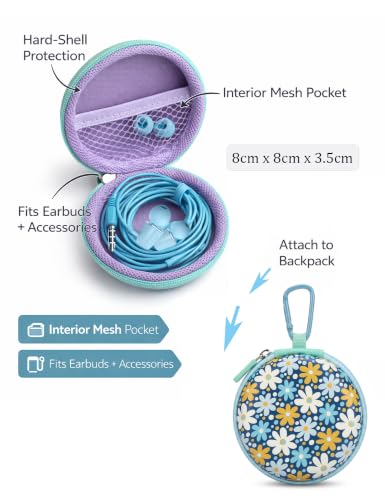 2-Pack Wired Earbuds with Cases, 3.5mm School Headphones,Daisies Butterfly - color: Daisies Butterfly