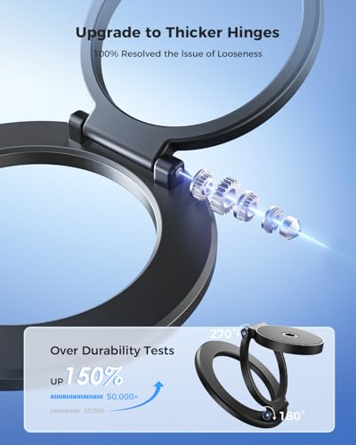 SUPERONE Dual Magnetic Phone Ring Holder, 1/4" Screw Tripod Mount Adapter - color: BK-Screw Hole