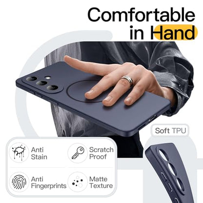 JETech Slim Magnetic Case for Samsung Galaxy S26, Anti-Slip, Deep Blue | Compatible with MagSafe, Full Camera Lens Protection, Soft TPU Cover, Shockproof - color: Deep Blue, size: Galaxy S26