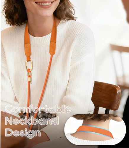 Phone Lanyard Crossbody with Phone Tabs, Adjustable Cellphone Lanyard with Skin-Friendly Neckband and Metal Carabiner - color: Orange